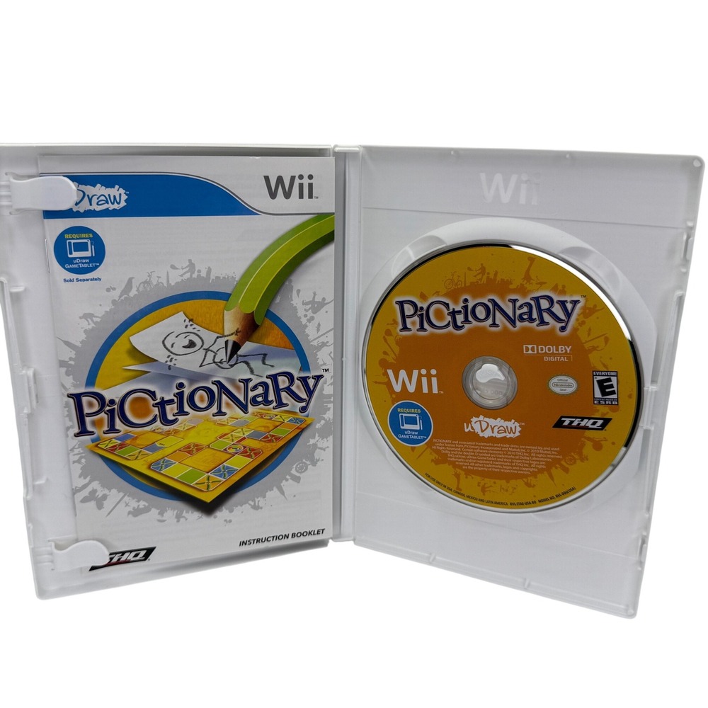 Pictionary Nintendo‎ Wii uDraw Game Tablet Required THQ 2010 Complete CIB - Picture 3 of 4